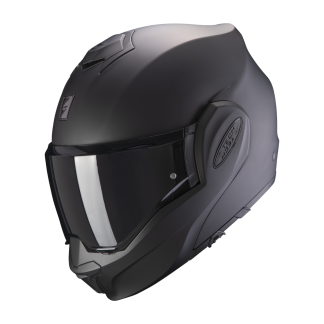 Scorpion EXO-TECH LITE SOLID mat zwart systeemhelm scooterhelm motorhelm zonnevizier vooraanzicht