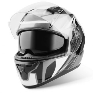 Vinz Pilgrim mat wit integraalhelm scooterhelm motorhelm zonnenvisier vooraanzicht open vizier