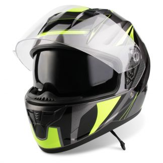 Vinz Pilgrim fluor geel integraalhelm scooterhelm motorhelm zonnenvisier vooraanzicht open vizier