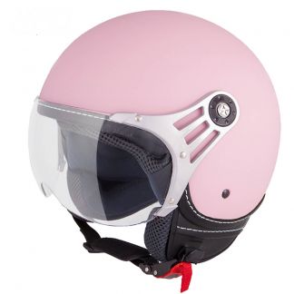 Vinz Stelvio mat roze jethelm fashionhelm scooterhelm motorhelm vooraanzicht