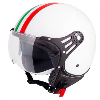 VINZ Trafori wit Italy jethelm fashionhelm Vespa helm scooterhelm motorhelm vooraanzicht